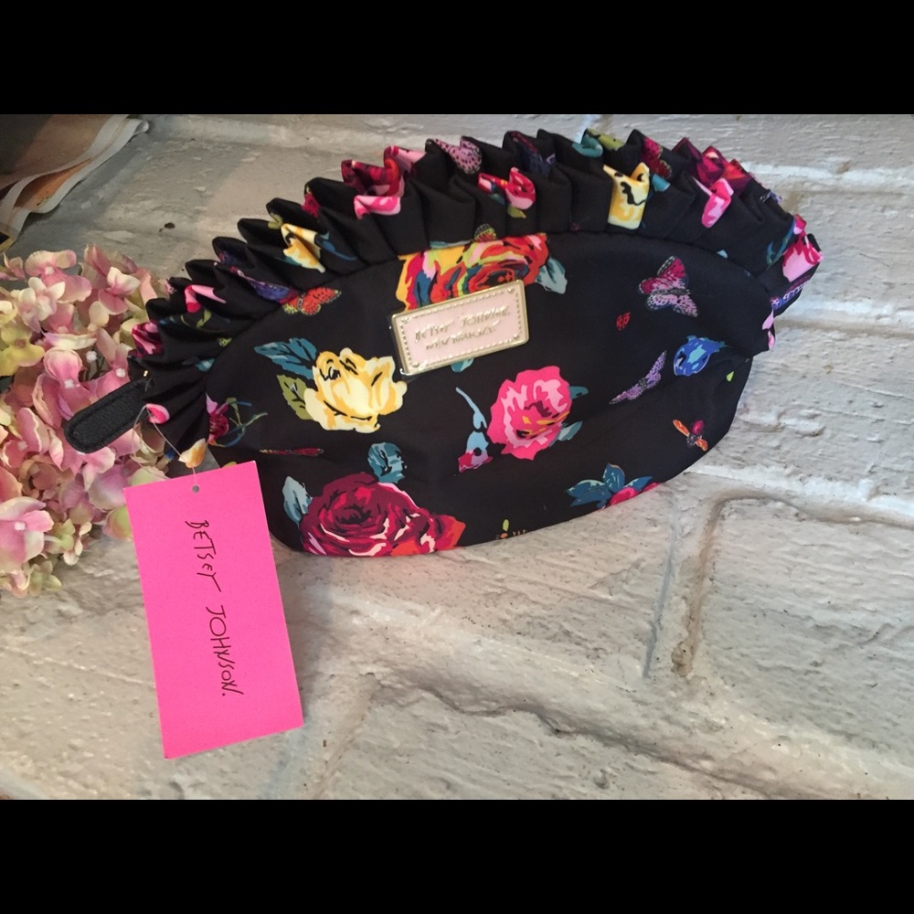 NWT Betsey Johnson Black & Multicolor Ruffle Bag